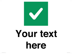 Custom plain background, green square with tick sign